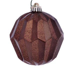 5" Mocha Glitter Faceted Ball Ornament (3 Pack) 1