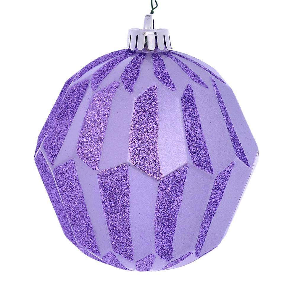 5" Lavender Glitter Faceted Ball Ornament (3 pack) 1