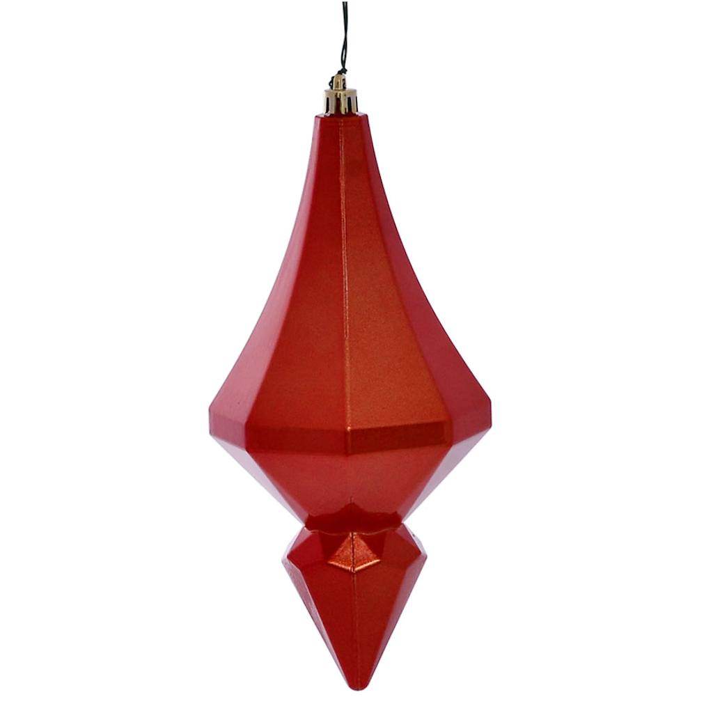 8" Burnished Orange Candy Diamond Finial Ornament (2 pack) 1