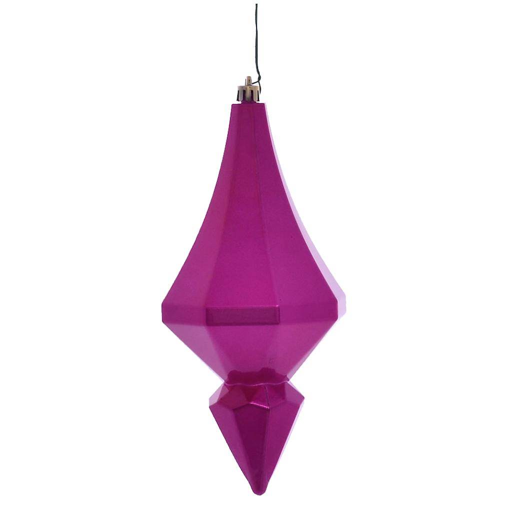 8" Fuchsia Candy Diamond Finial Ornament (2 pack) 1