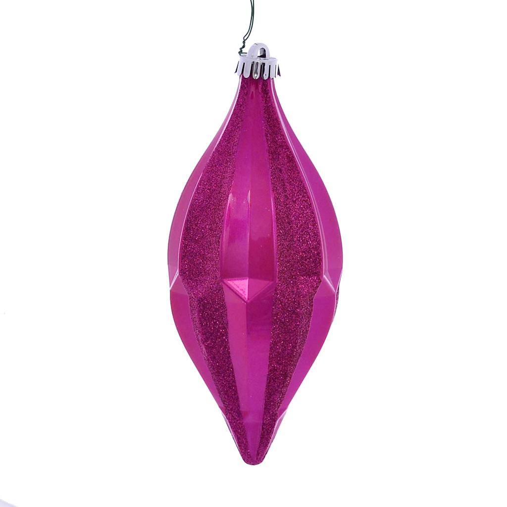 10'' Fuchsia Candy Glitter Shuttle Ornament (2 pack) 1