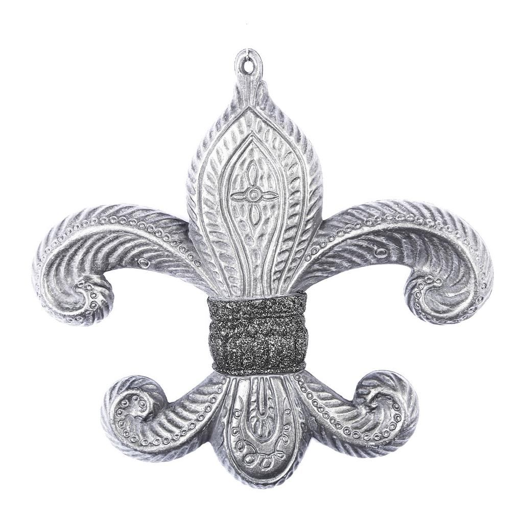 7.3" Gunmetal Antique Fleur-de-lis Ornament (2 pack) 1
