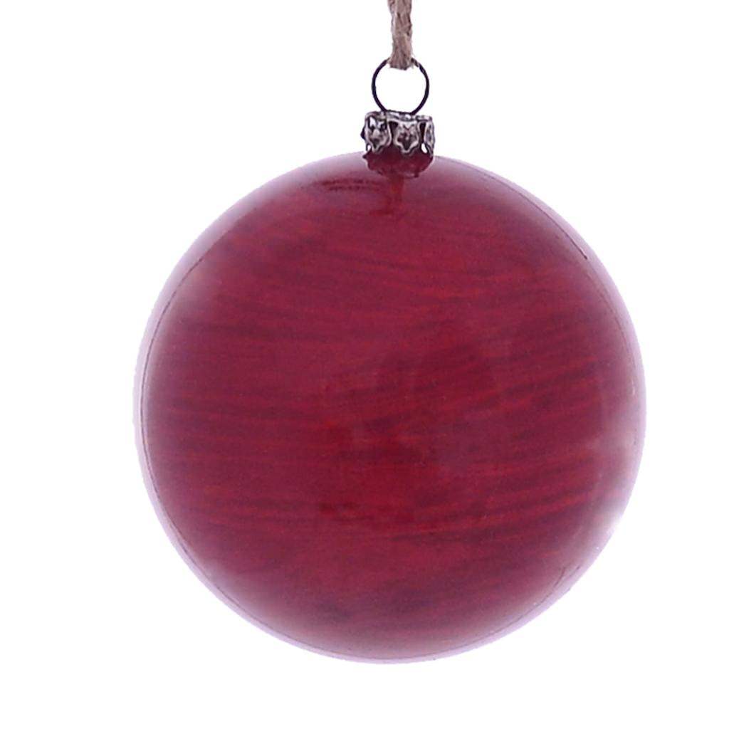 3" Red Wood Grain Ball Christmas Ornament (12 Pack) 1
