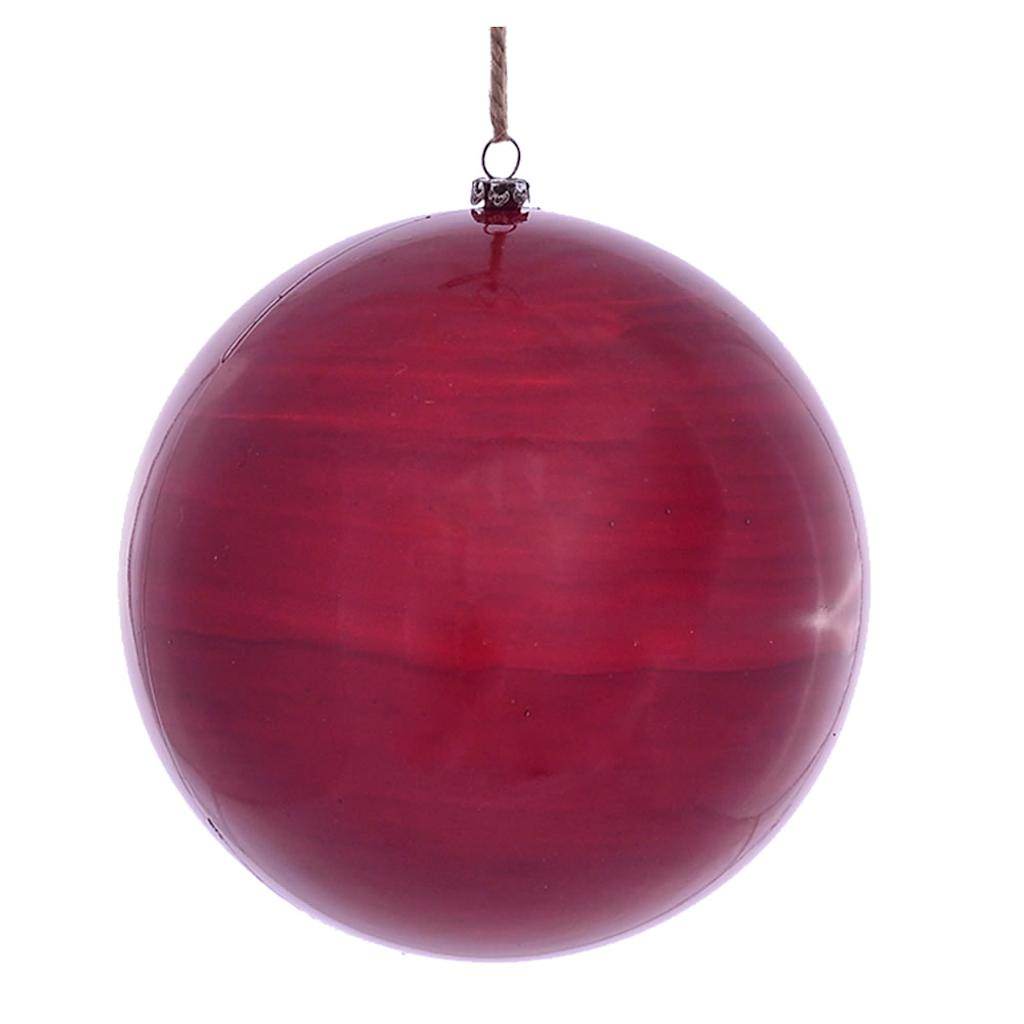 4" Red Wood Grain Ball Ornament (6 pack) 1