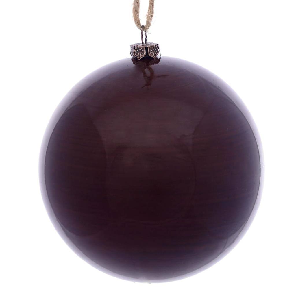 4.75" Plum Wood Grain Ball Ornament (4 pack) 1