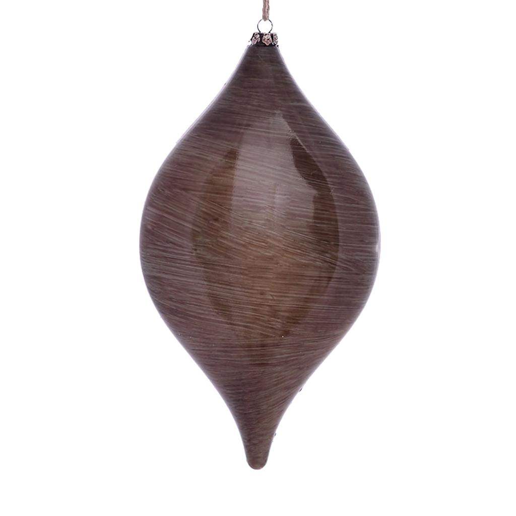 11.5" Pewter Wood Grain Drop Ornament (2 pack) 1