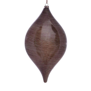 11.5" Pewter Wood Grain Drop Ornament (2 pack) 1