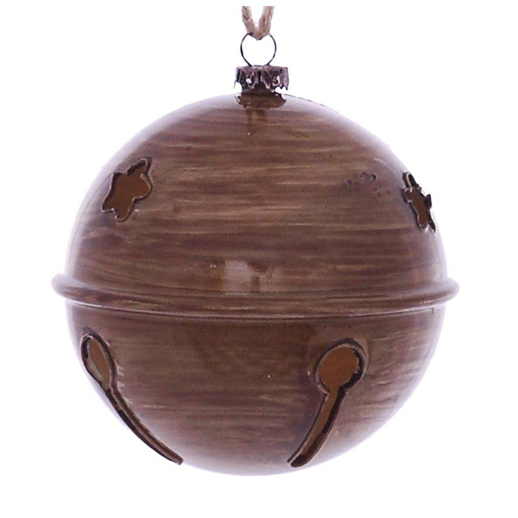 4.75" Brown Wood Grain Bell Ornament (4 pack) 1