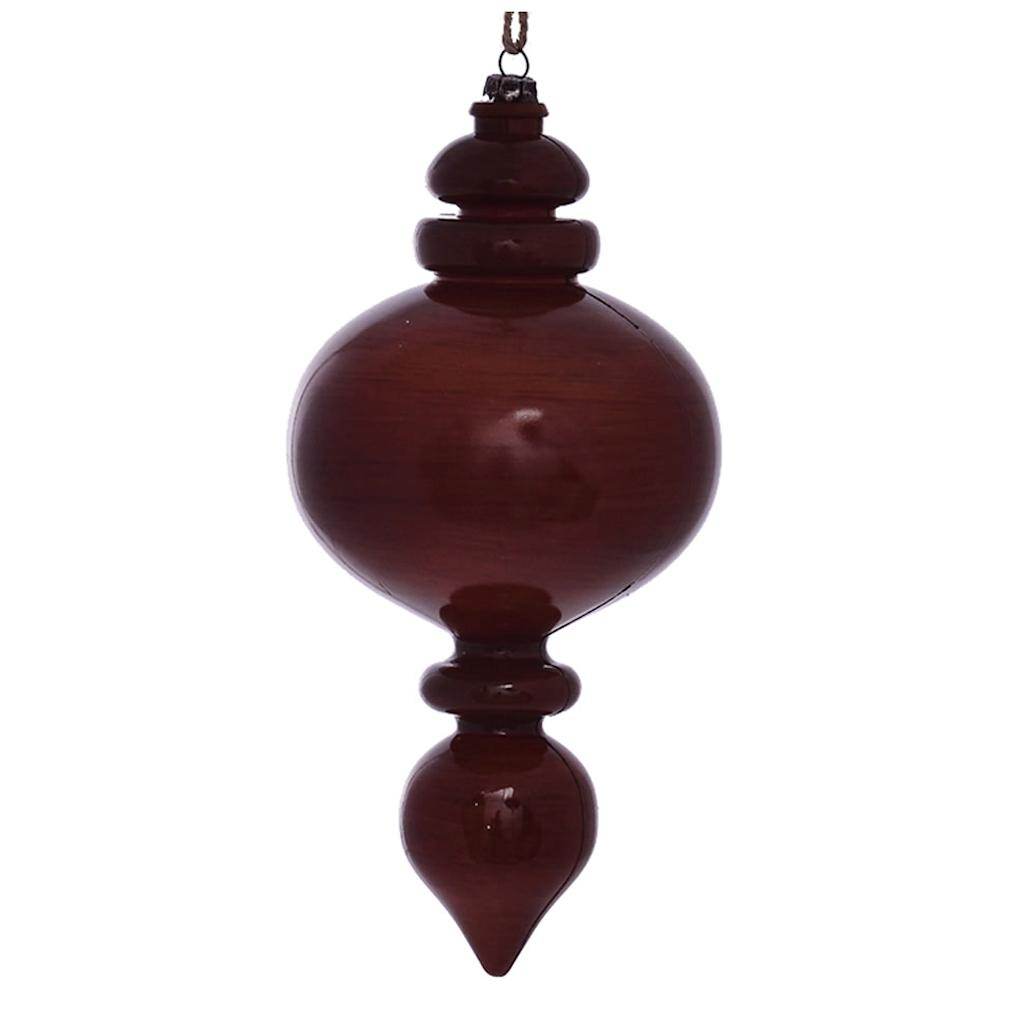 9" Copper Wood Grain Round Finial Ornament (3 pack) 1