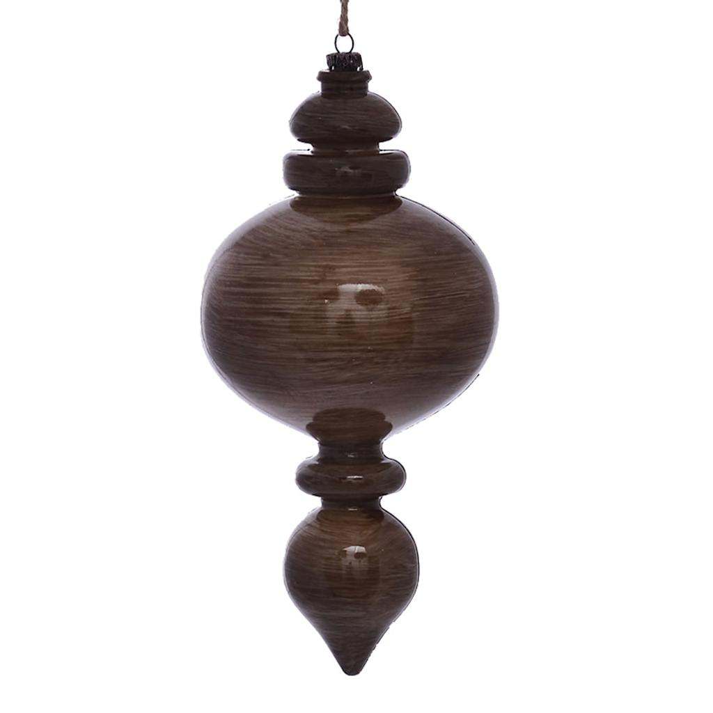 9" Pewter Wood Grain Round Finial Ornament (3 pack) 1