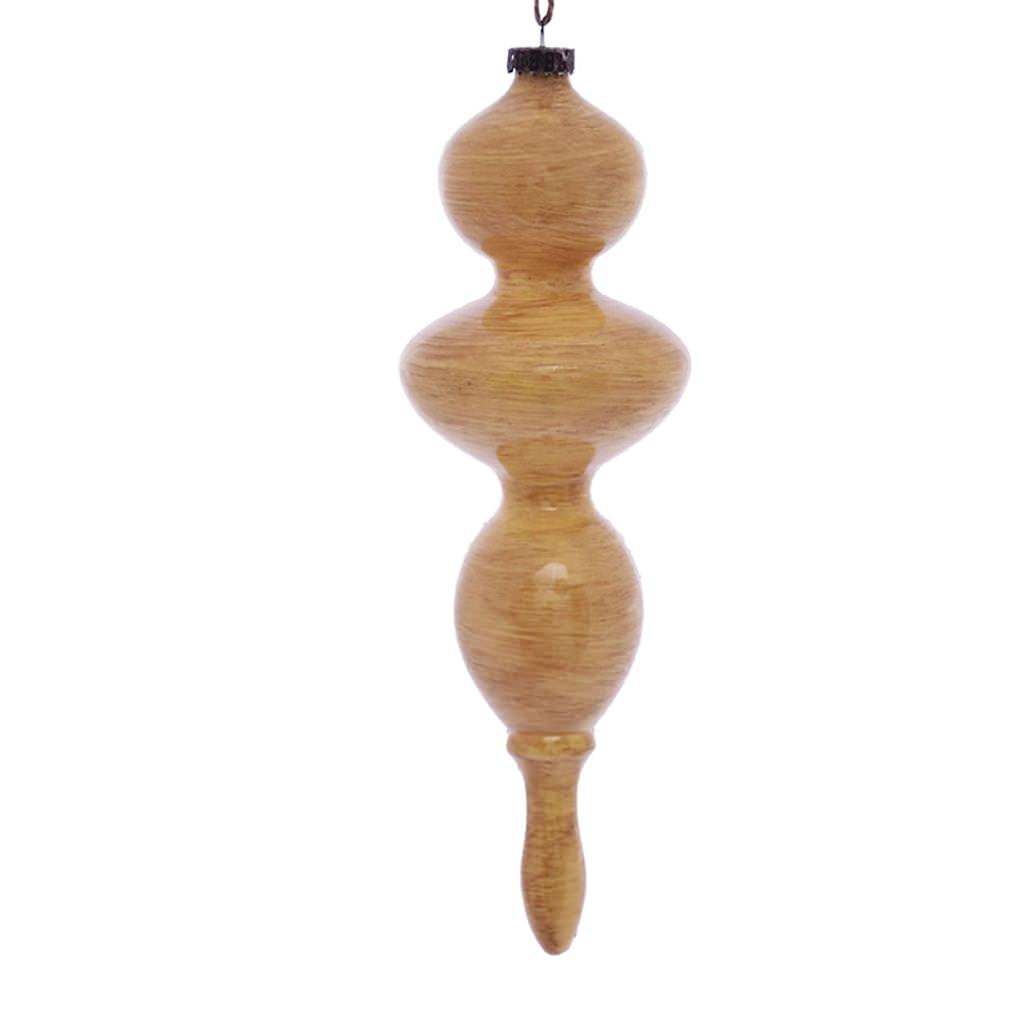 14" Tan Wood Grain Finial Ornament (3 pack) 1