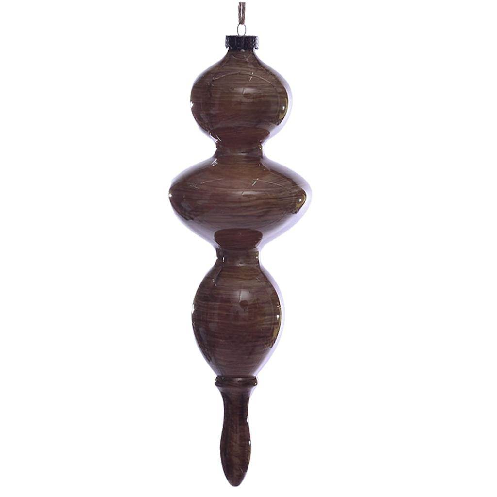 14" Brown Wood Grain Finial Ornament (3 pack) 1