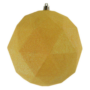 6" Yellow Glitter Geometric Ball Ornament (4 pack) 1