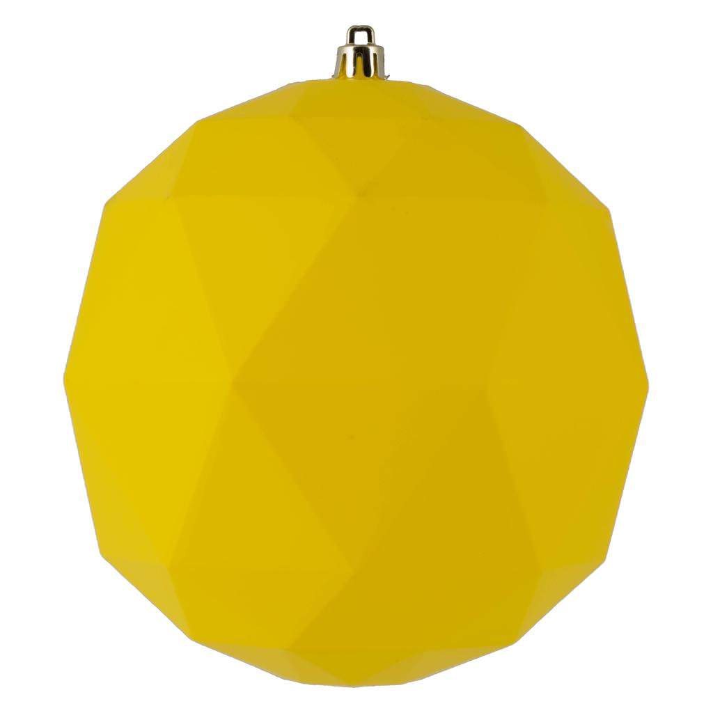 6" Yellow Matte Geometric Ball Ornament (4 pack) 1