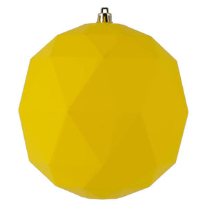 6" Yellow Matte Geometric Ball Ornament (4 pack) 1