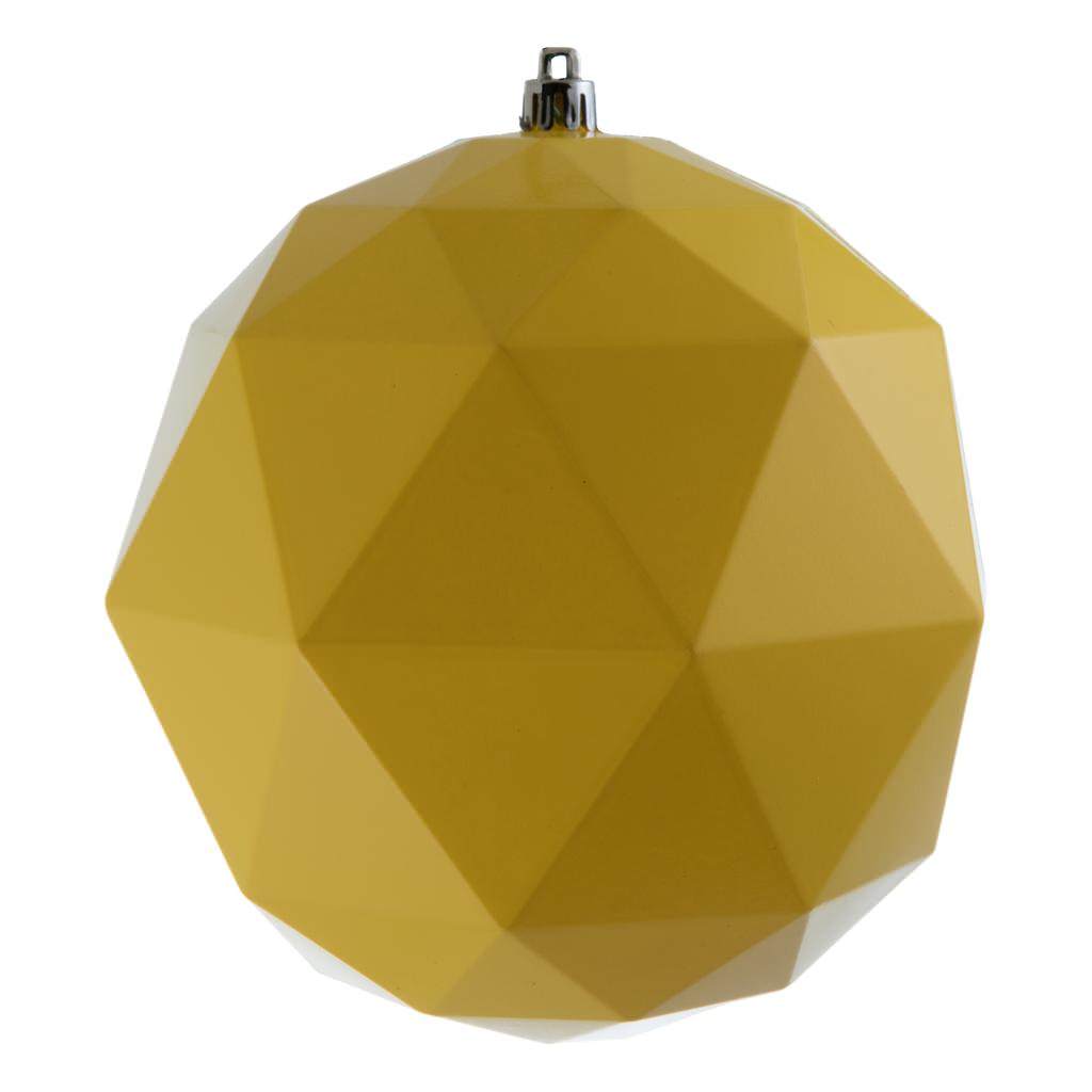 6" Yellow Shiny Geometric Ball Ornament (4 pack) 1