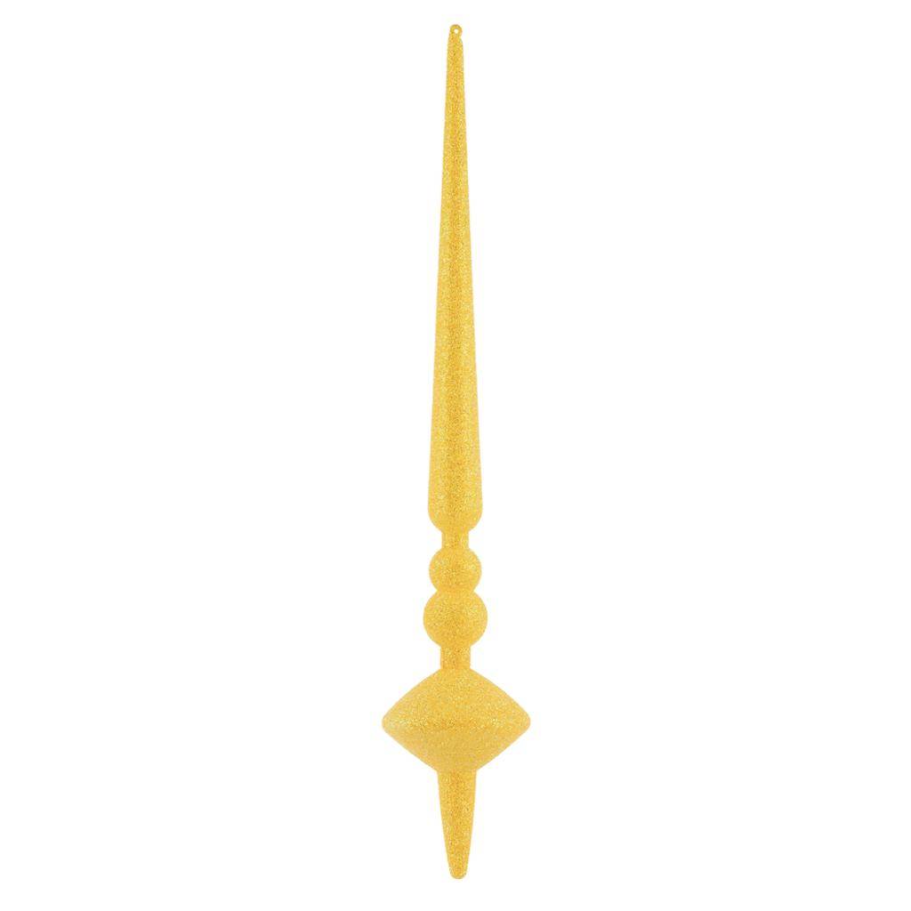 18" Yellow Glitter Cupola Finial Ornament (2 pack) 1