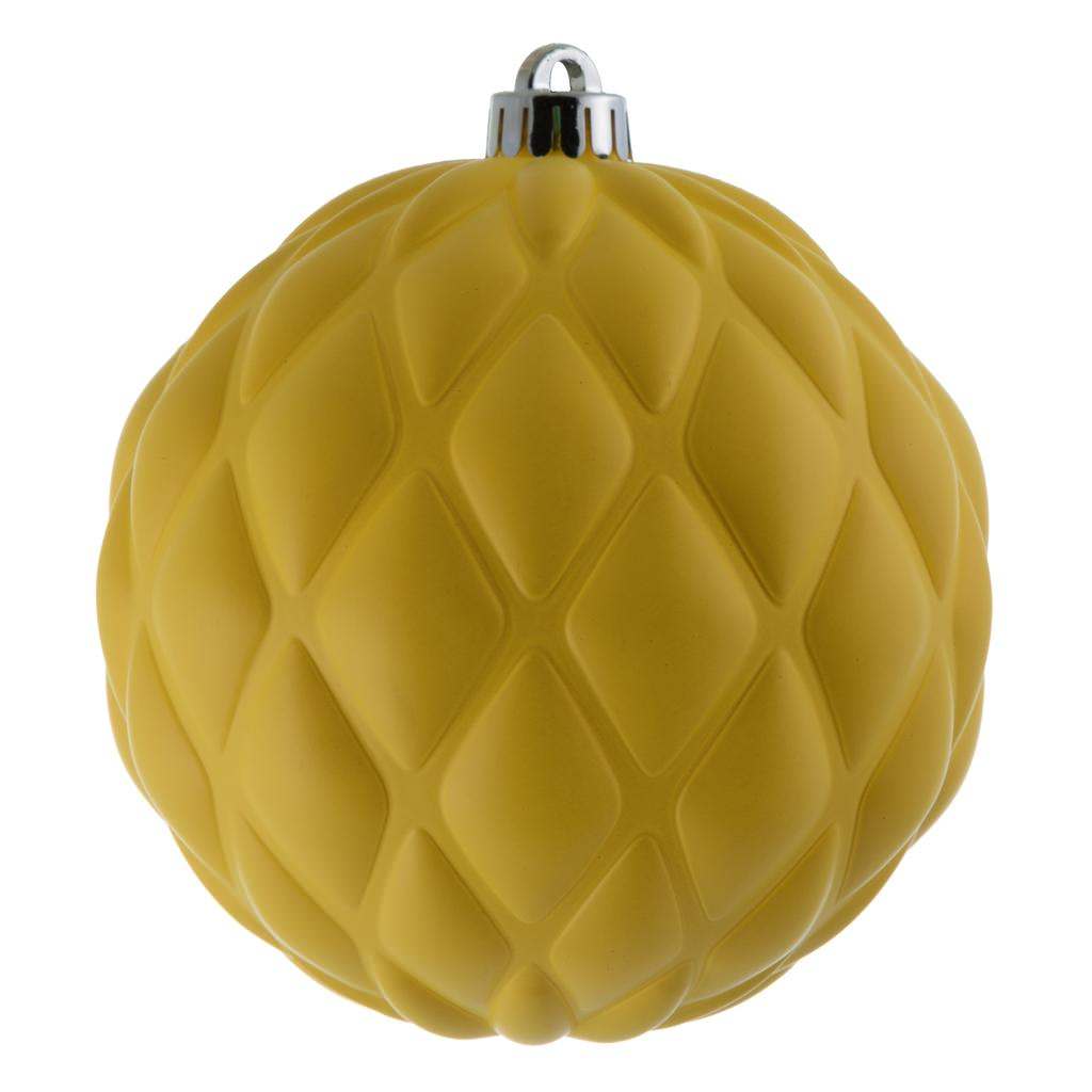 6" Yellow Matte Round Pine Cone Ornament (4 pack) 1