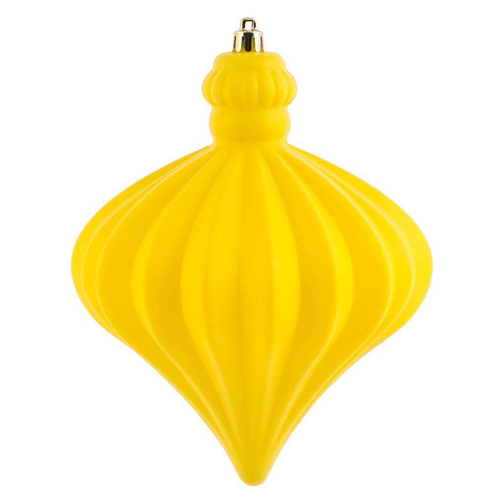 6" Yellow Matte Onion Drop Ornament (4 pack) 1
