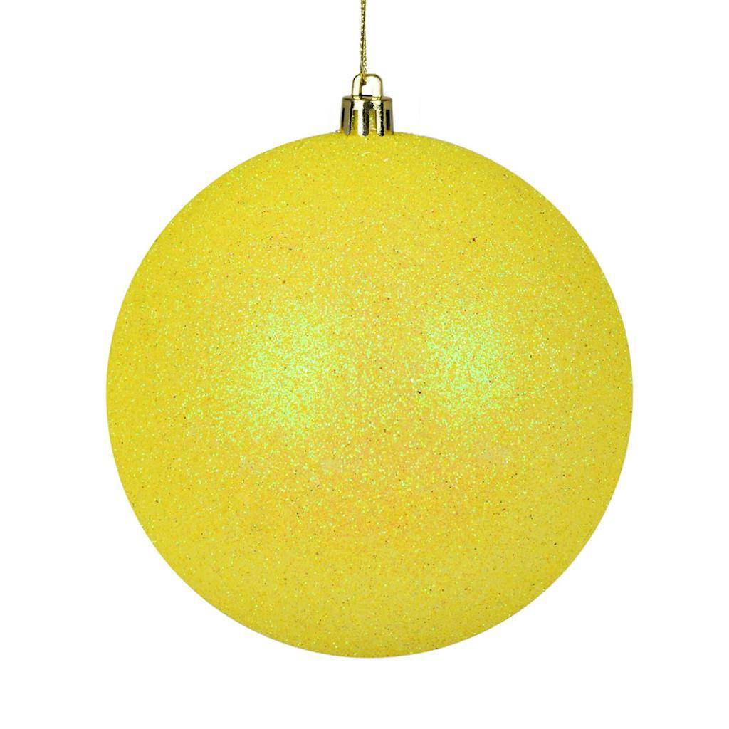 4.75" Yellow Glitter Ball Ornament (4 pack) 1