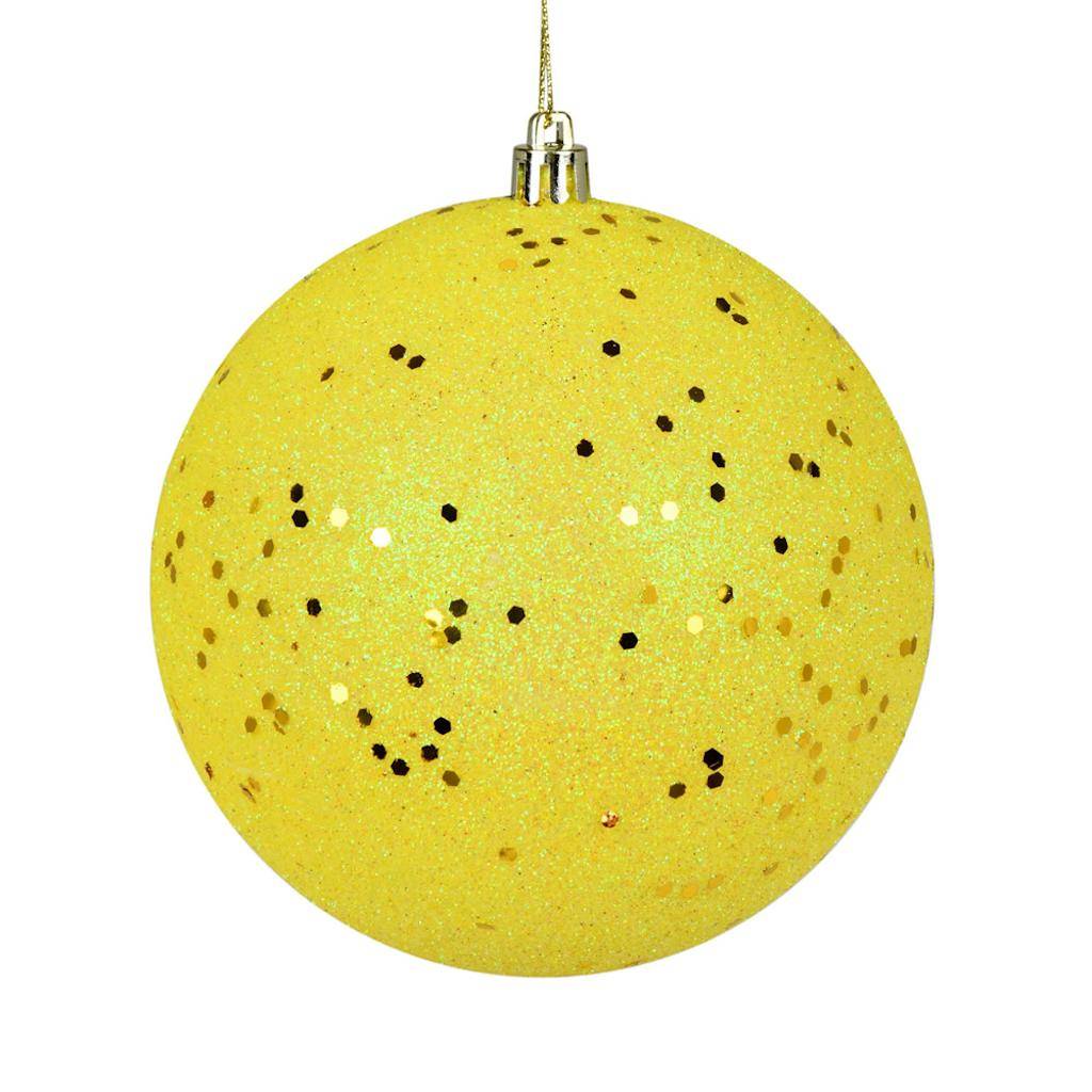 8" Yellow Sequin Ball Ornament 1