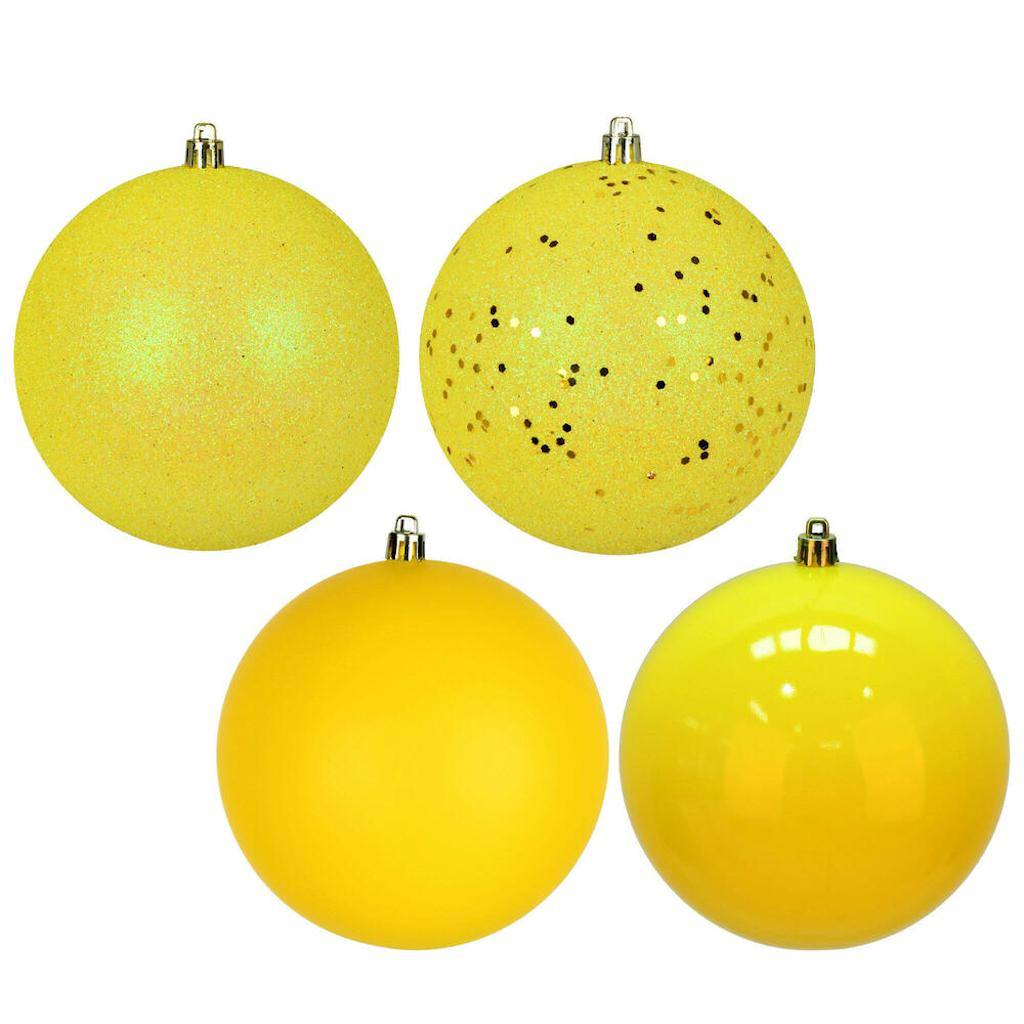 2.4" Yellow 4 Finish Ball Christmas Ornament (60 Pack) 1