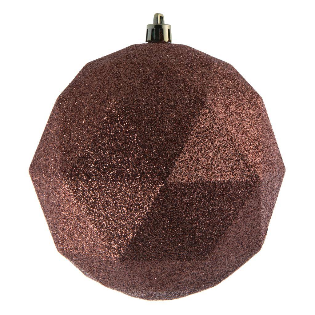 6" Coral Glitter Geometric Ball Ornament (4 pack) 1
