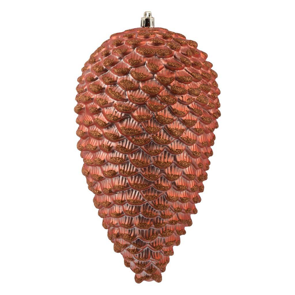 10" Coral Matte Glitter Pine Cone Ornament (2 pack) 1