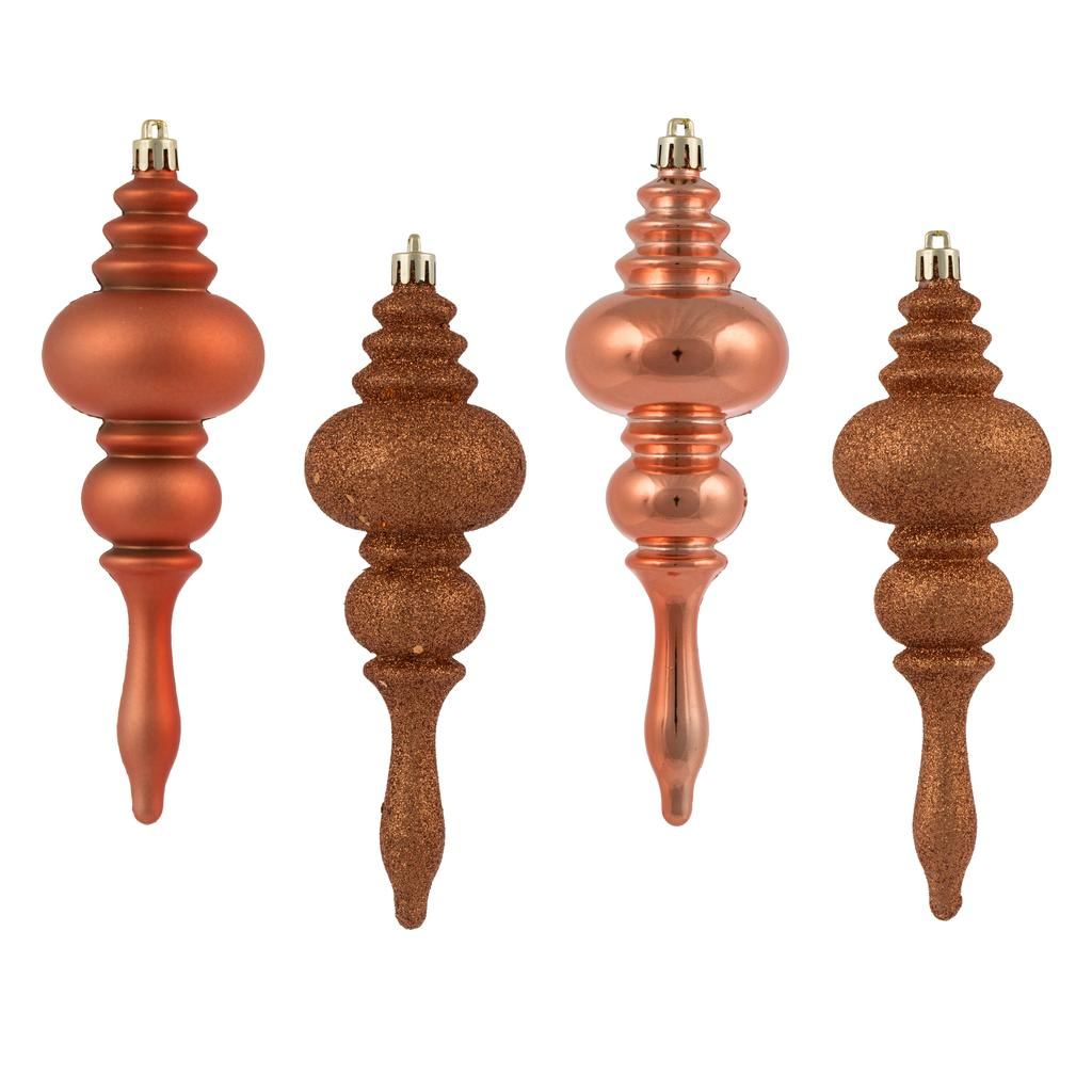 7" Coral 4 Assorted Finish Finial Ornament (8 pack) 1