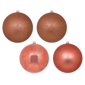 8" Coral 4 Finish Ball Christmas Ornament (4 Pack) 1