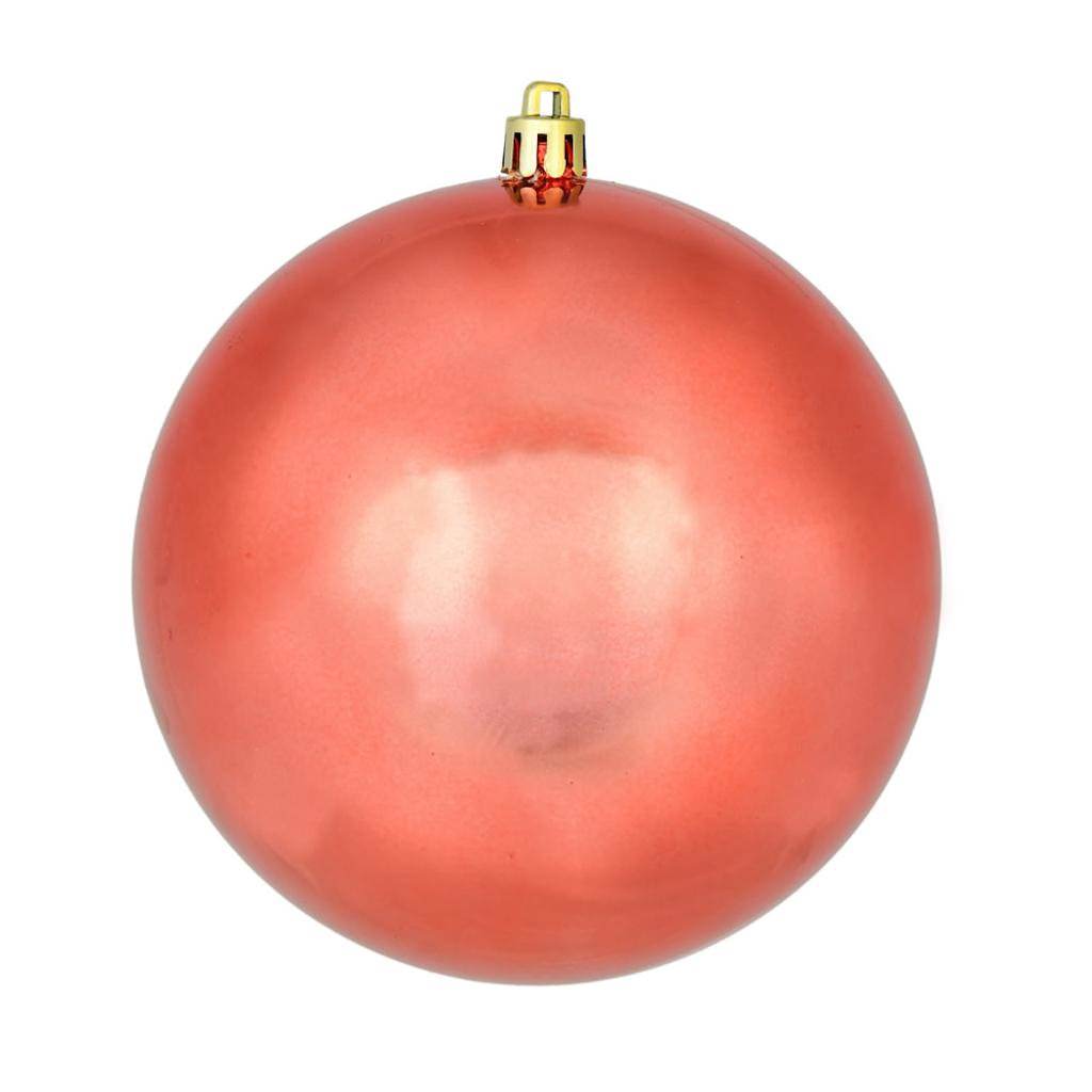 10" Coral Shiny Ball Ornament 1