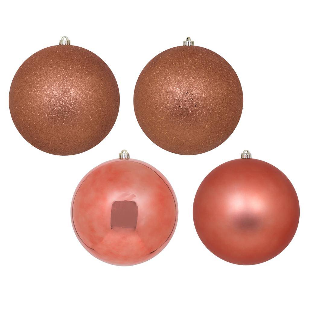 12" Coral 4 Finish Ball Christmas Ornament (4 Pack) 1