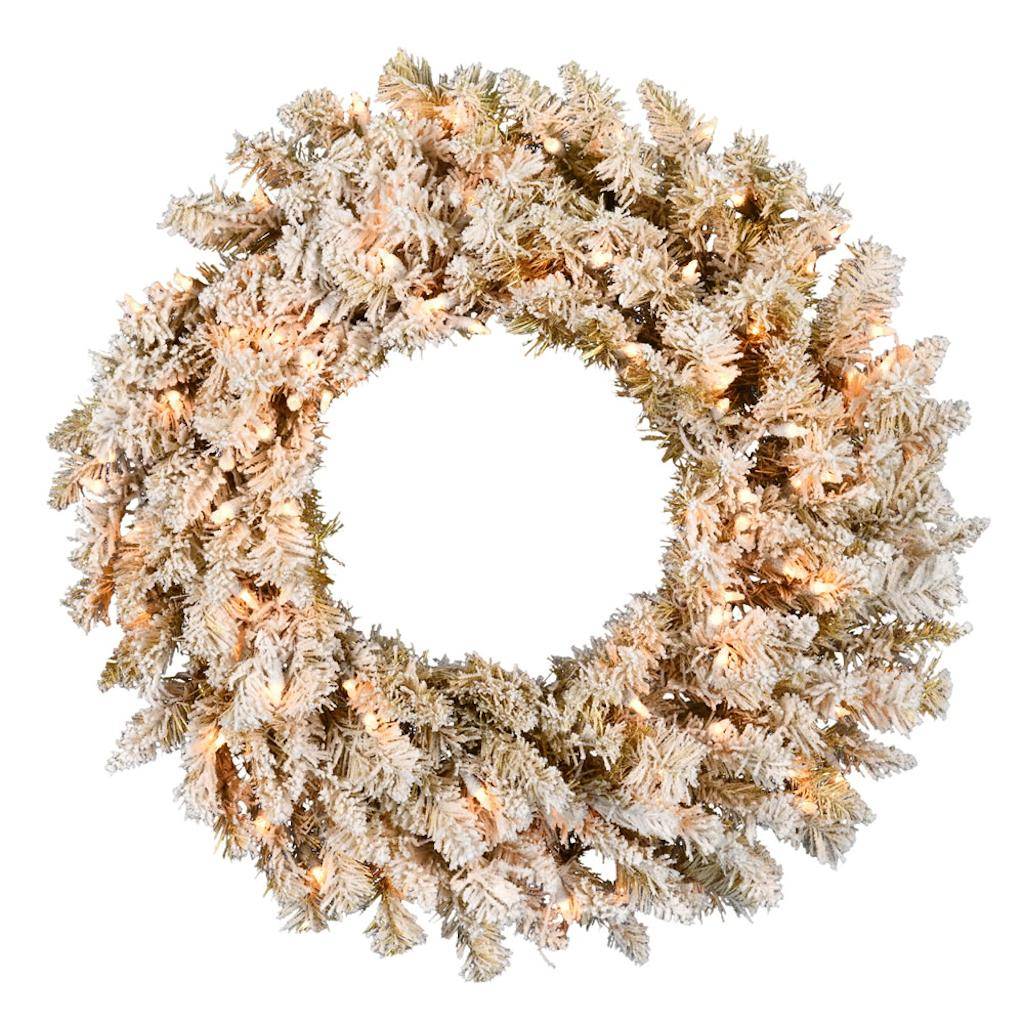 36" Artificial Frosted Gold 150 Clear Lights 1