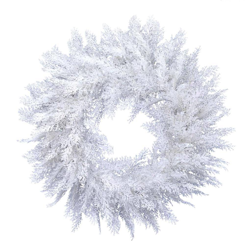 30" Artificial Flocked Cedar Pine Wreath 1