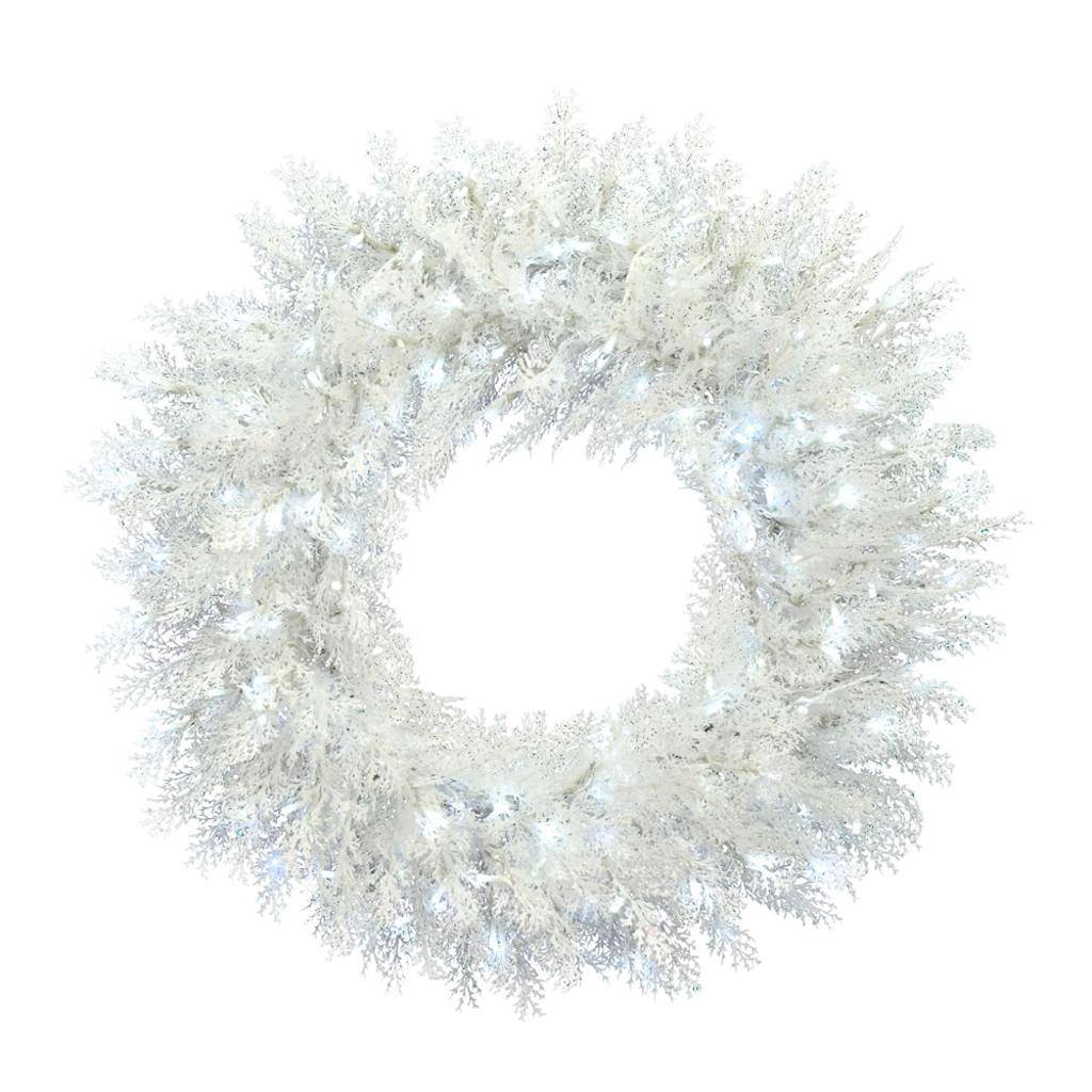 48" Artificial Flocked Cedar Pine 600 Pure White Twinkle Lights 1
