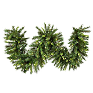 9' x 14" Artificial Bangor Mix Garland 100 Warm White Lights 1