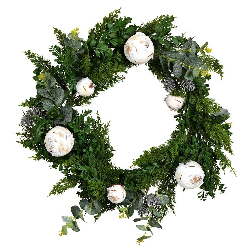22" Artificial Green Cypress Blend Wreath 1