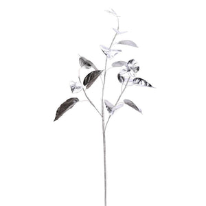 33" Silver Shiny Leaf Spray Christmas Decoration (2 Pack) 1