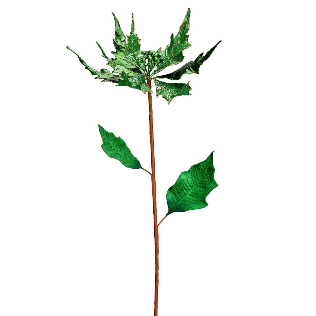 32" Green Glitter Artificial Poinsettia Spray Christmas Decoration (2 Pack) 1