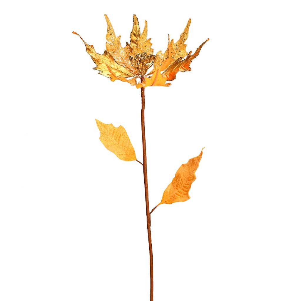 32" Gold Glitter Poinsettia Spray Christmas Decoration (2 Pack) 1
