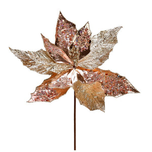13" Rose Gold Poinsettia Sequin Spray (6 pack) 1