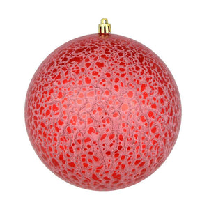 4" Red Crackle Ball Ornament (6 pack) 1