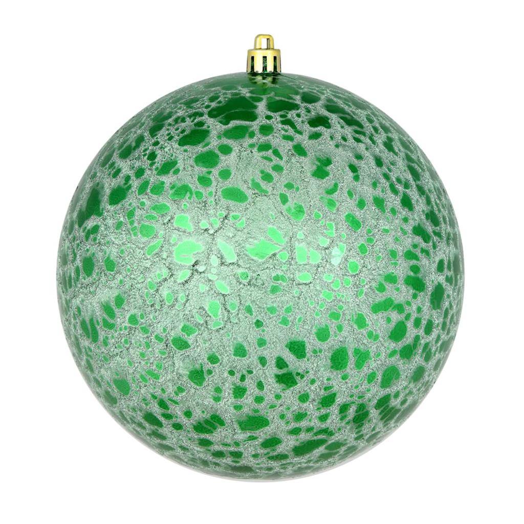 6" Green Crackle Ball Ornament (4 pack) 1