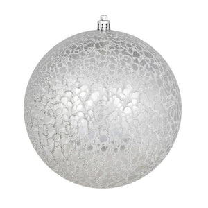 6" Silver Crackle Ball Ornament (4 pack) 1