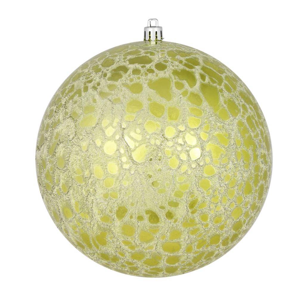 6" Lime Crackle Ball Christmas Ornament (4 pack) 1