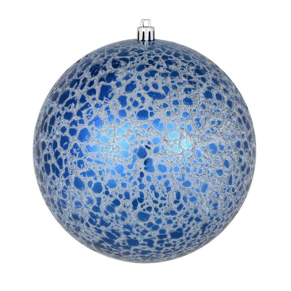 8" Midnight Blue Crackle Ball Ornament 1