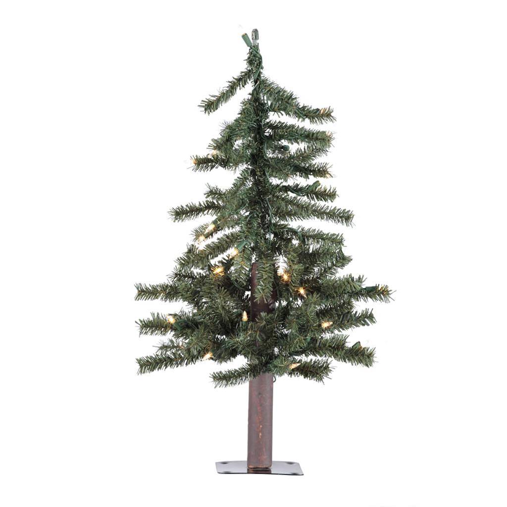 2' x 15" Natural Alpine Tree with 50 Warm White Lights 1