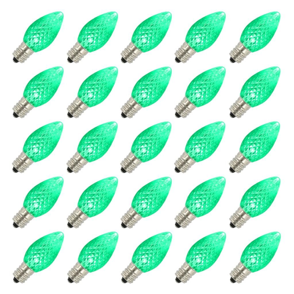 0.96 watt 120 volt C7 Candelabra Screw Green Twinkle Faceted LED (25 Pack) 1