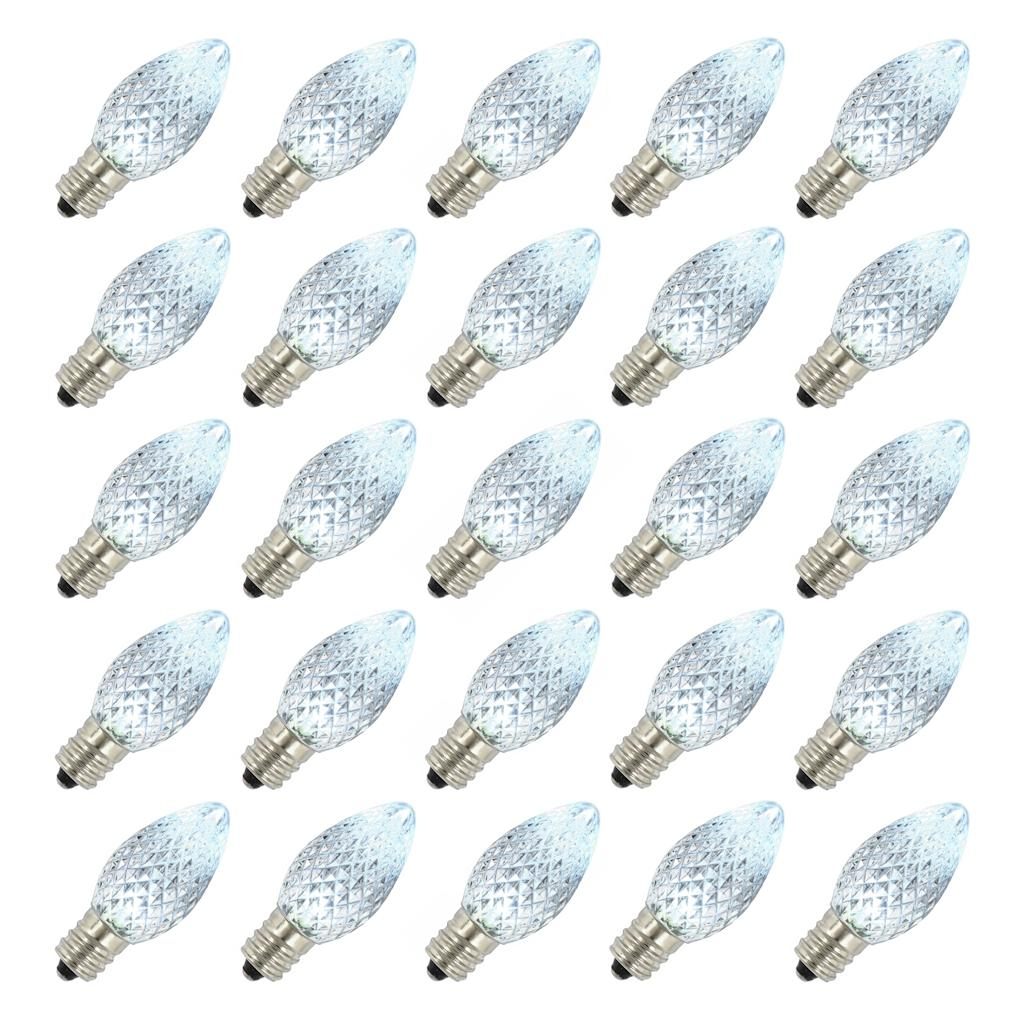 0.96 watt 120 volt C7 Candelabra Screw Cool White Twinkle Faceted LED (25 Pack) 1