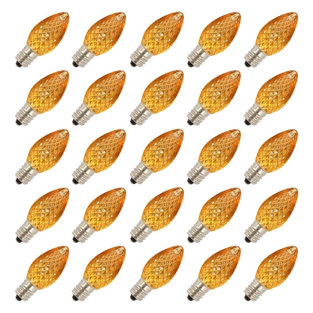 0.96 watt 120 volt C7 Candelabra Screw Yellow Twinkle Faceted LED (25 pack) 1